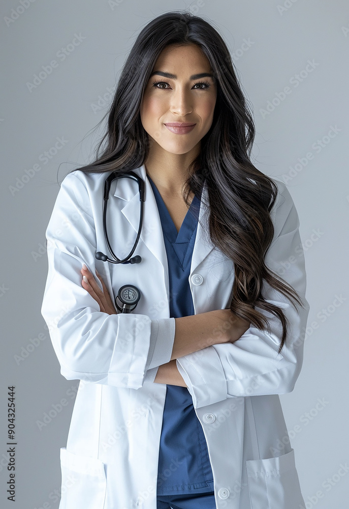 Confident Female Doctor with Stethoscope Smiling Confident Female Doctor with Stethoscope Smiling