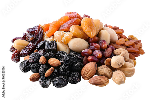 Fototapeta Naklejka Na Ścianę i Meble -  mix of dried fruits and nuts isolated on transparent background