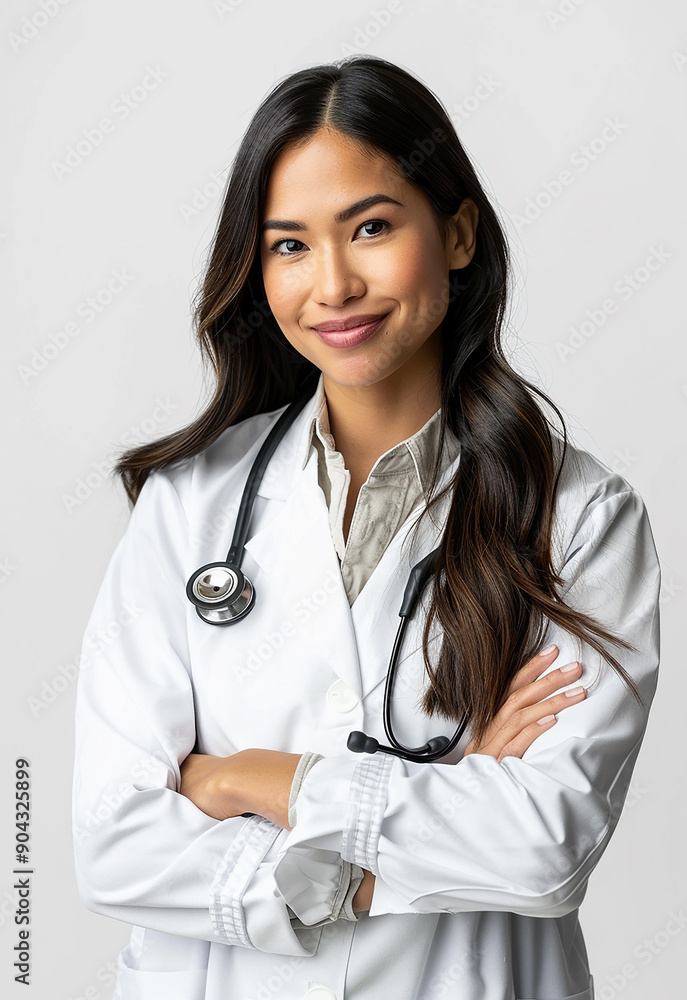 Confident Female Doctor with Stethoscope Smiling Confident Female Doctor with Stethoscope Smiling