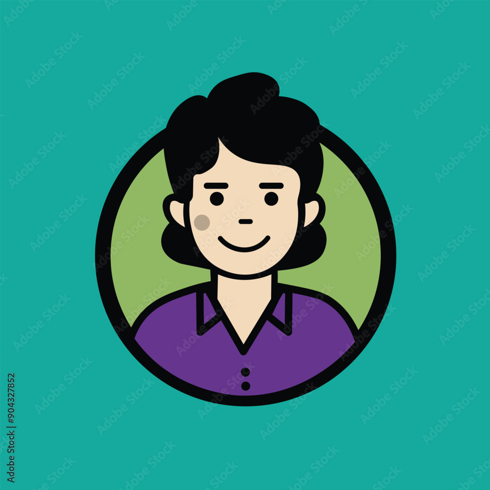 Vector illustration, a young boy posing with a confident smiley face on a green background Vector illustration, a young boy posing with a confident smiley face on a green background