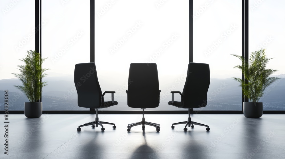 Fototapeta premium A leadership summit with top executives discussing industry trends and strategies, in a sleek and professional conference room, high-resolution photo, realistic photo, hyper realistic