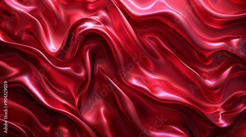 Close-up of smooth, flowing waves on a luxurious red satin fabric