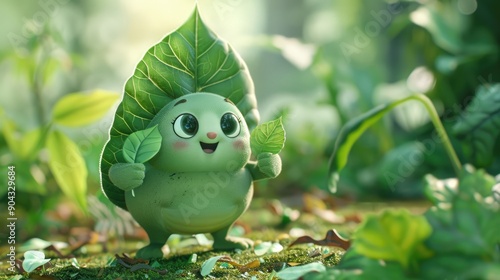 Cute Green Creature in a Forest Setting © arttools