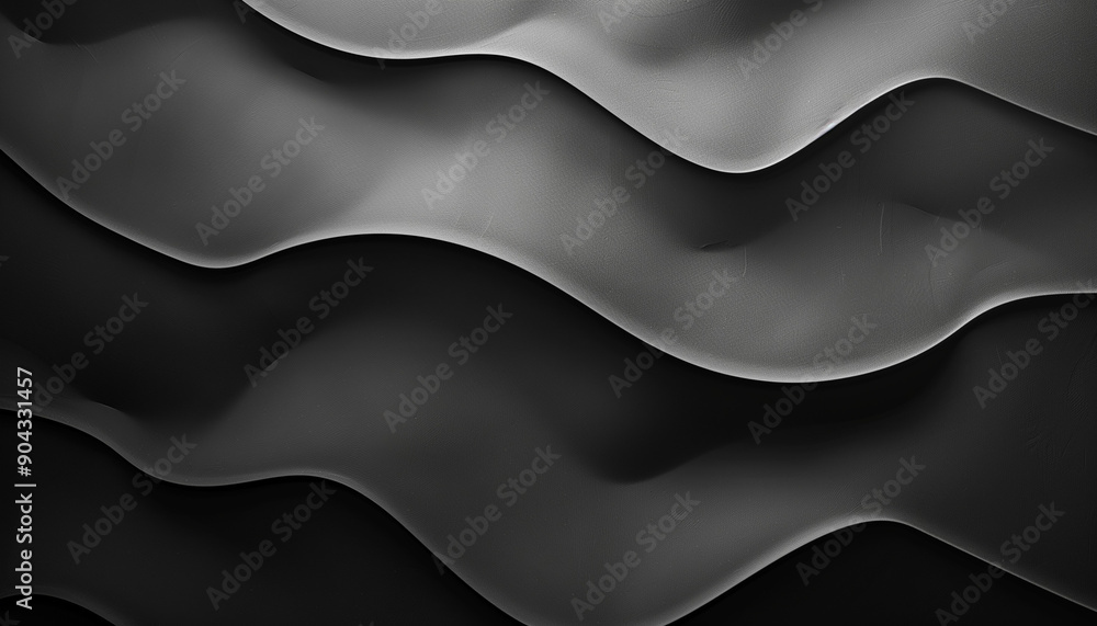 Abstract black and white waves of textured material creating a flowing and dynamic pattern.