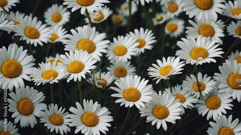 Wild daisy flowers on meadow, white chamomiles on green grass background. Gardening concept. Wild daisy flowers on meadow, white chamomiles on green grass background. Gardening concept.