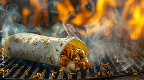 Tasty Burrito Tortilla with Smoke