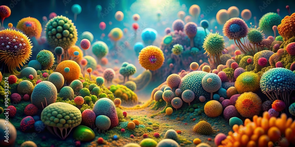 A Colorful Dreamscape of Blobby, Fuzzy, and Spiky Structures, Digital Art, 3D Render, Abstract, Organic A Colorful Dreamscape of Blobby, Fuzzy, and Spiky Structures, Digital Art, 3D Render, Abstract, Organic