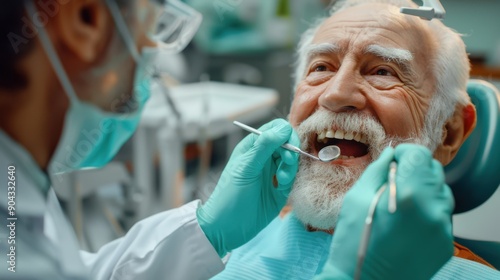 The elderly man at dentist