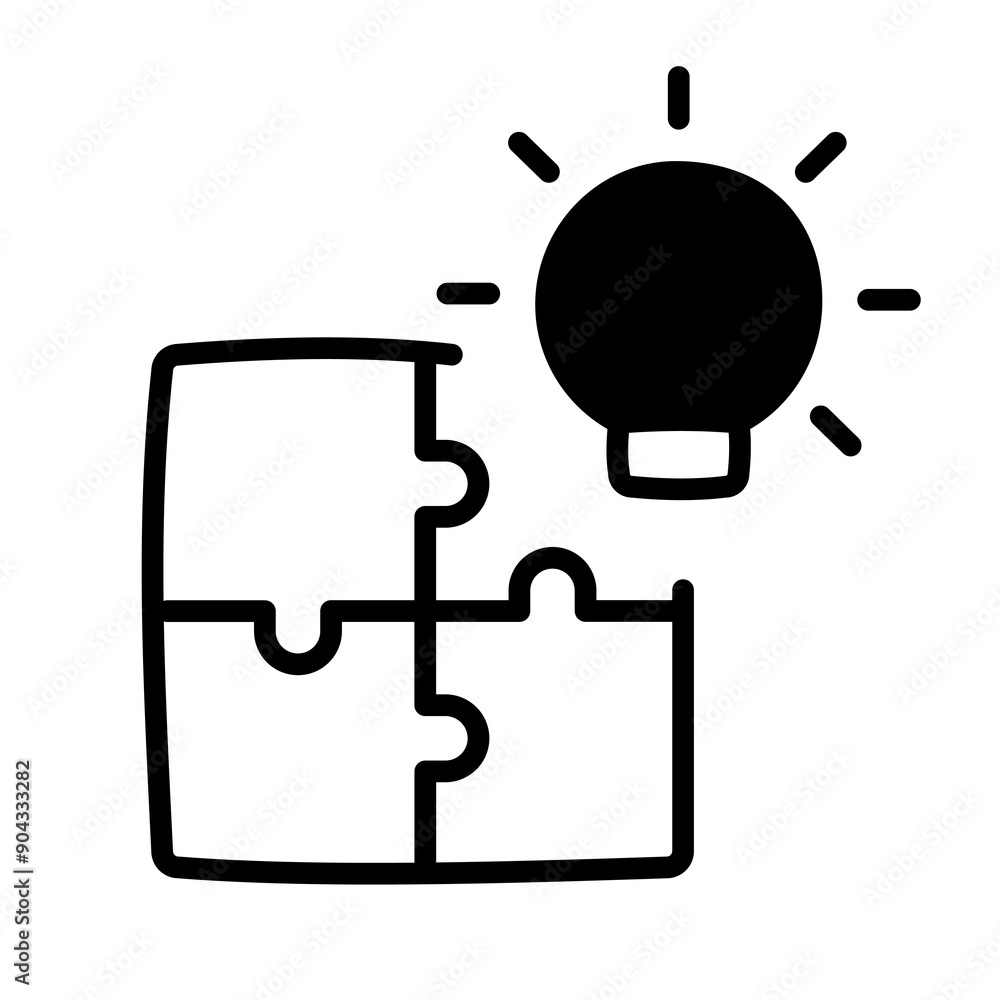 Innovation Icon. Puzzle and Light Bulb Icon. Transparent PNG Illustration for Creative Solution Concept Innovation Icon. Puzzle and Light Bulb Icon. Transparent PNG Illustration for Creative Solution Concept