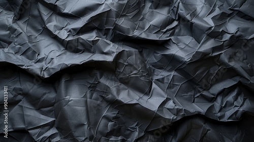 Wrinkled dark paper textured surface in dim lighting