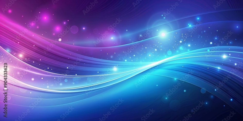 Fototapeta premium Abstract Blue and Purple Waves with Glowing Lights, abstract , wave , glowing , light