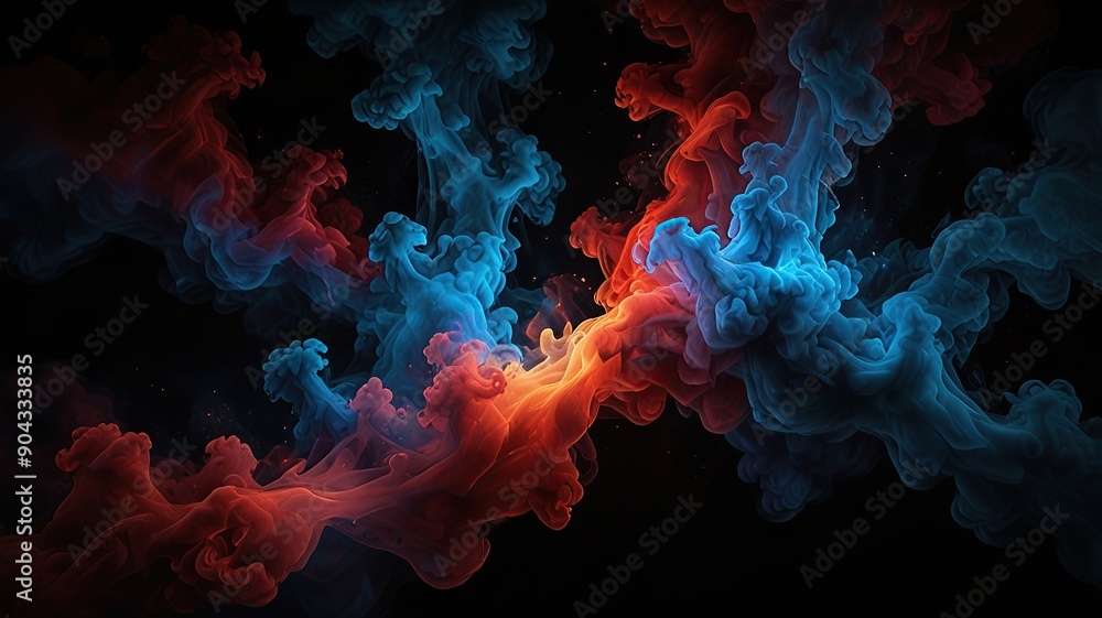 Fototapeta premium Abstract 3d rendering of a colorful smoke on a dark background