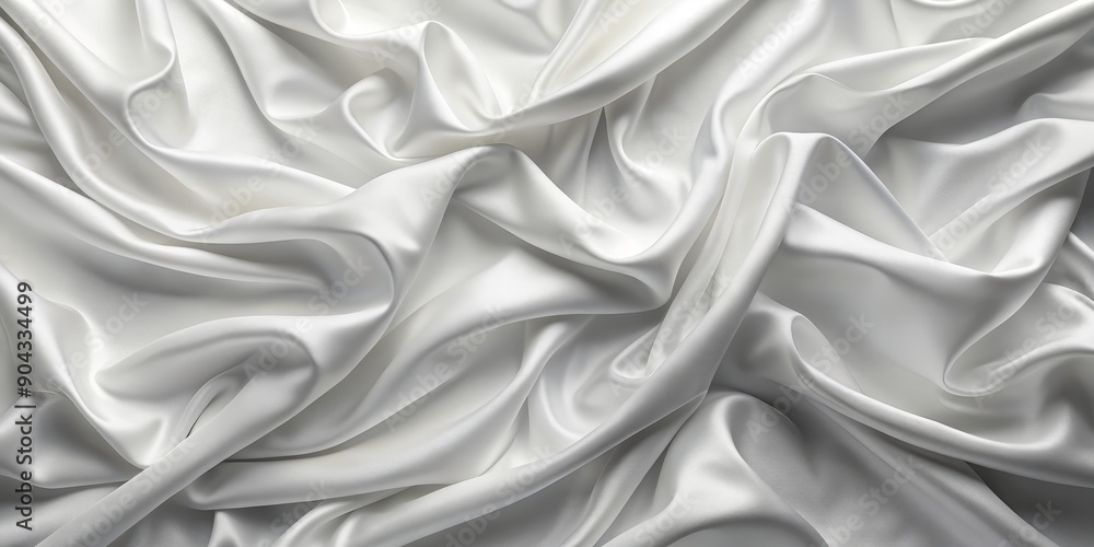 Fototapeta premium Abstract White Satin Fabric Draped Smoothly, satin, fabric, texture, background