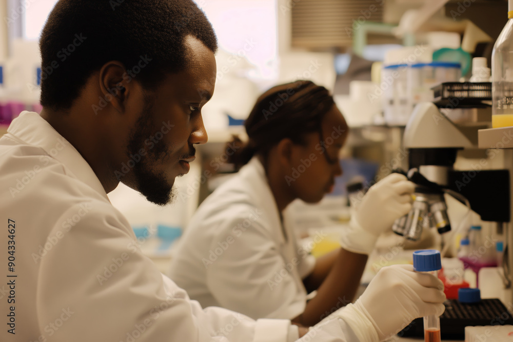 Fototapeta premium Scientists Conducting Research in Modern Laboratory Setting