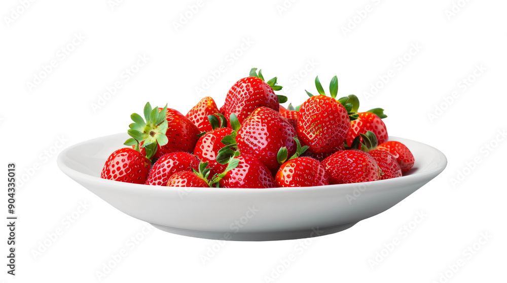 Clear bowl brimming with juicy, red strawberries set against a plain background Clear bowl brimming with juicy, red strawberries set against a plain background