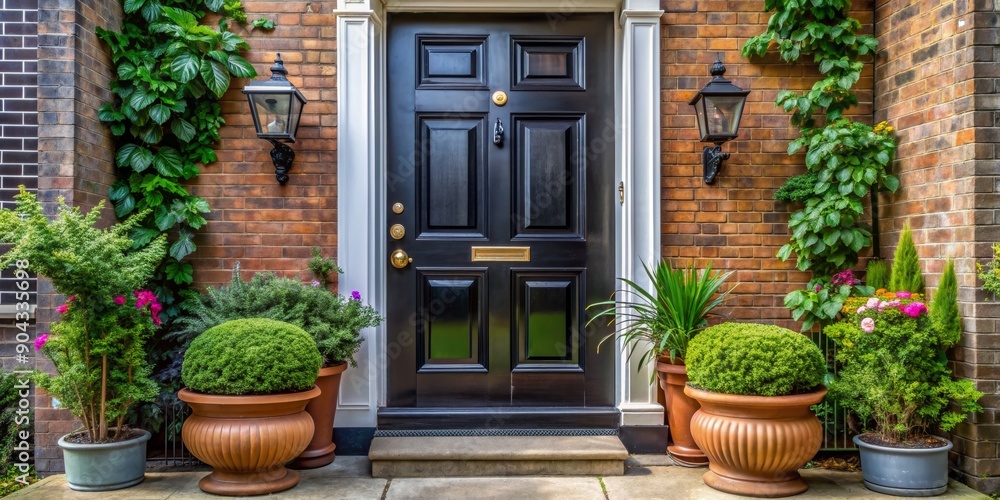 Black Doorway with Greenery, Brick Wall, Front Entrance, Home Design, Garden Design , brick , frontdoor Black Doorway with Greenery, Brick Wall, Front Entrance, Home Design, Garden Design , brick , frontdoor