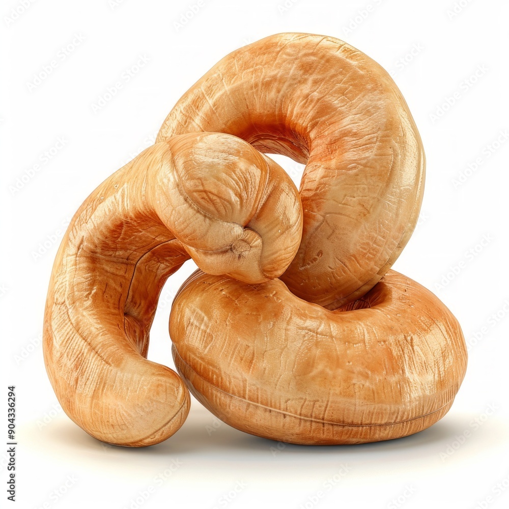 Medium shot of Cashew nut, isolated on a white background, bright and vivid tonality Medium shot of Cashew nut, isolated on a white background, bright and vivid tonality