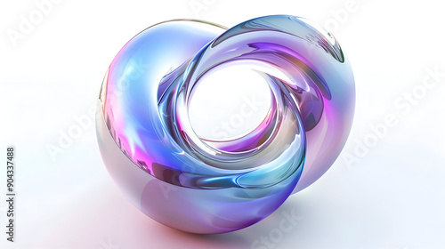 Holographic 3d render fluid shape depicts a glass circle containing liquid background,generative ai