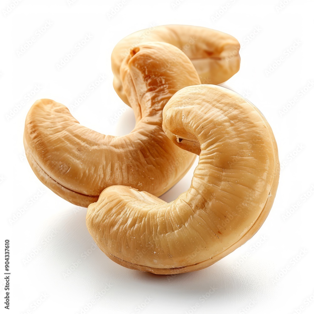 Medium shot of Cashew nut, isolated on a white background, bright and vivid tonality Medium shot of Cashew nut, isolated on a white background, bright and vivid tonality