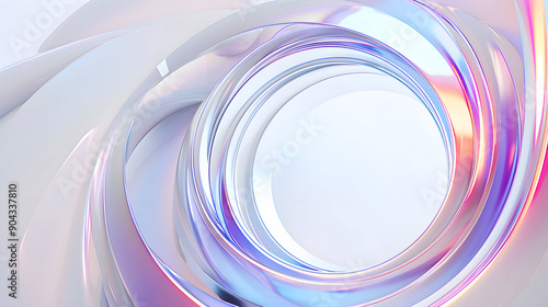 Holographic 3d render fluid shape depicts a glass circle containing liquid background,generative ai