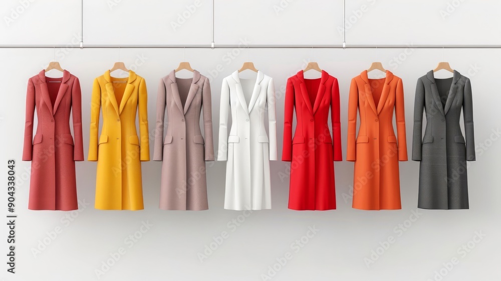 A row of white and red clothes hanging on a rack A row of white and red clothes hanging on a rack