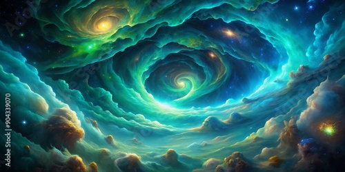 Cosmic Whirlpool A Digital Painting of Whirlpools in the Sky, Nebula, Stars, Clouds, Space, galaxy, nebulae