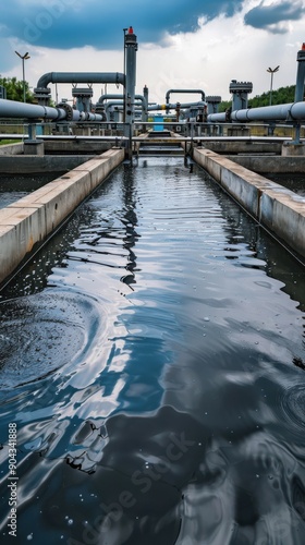 A long, narrow body of water with a dark blue color