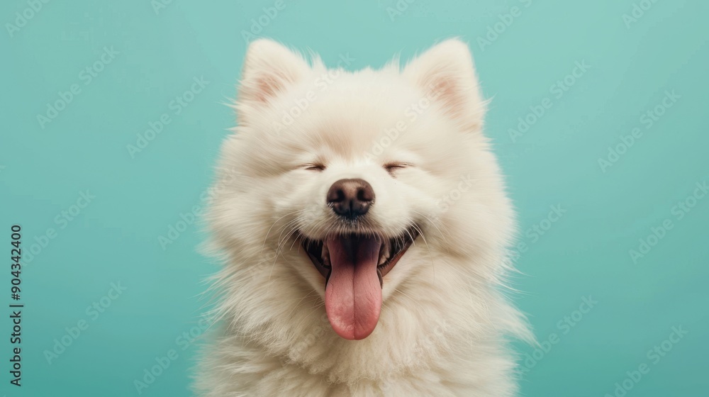 A smiling white dog A smiling white dog