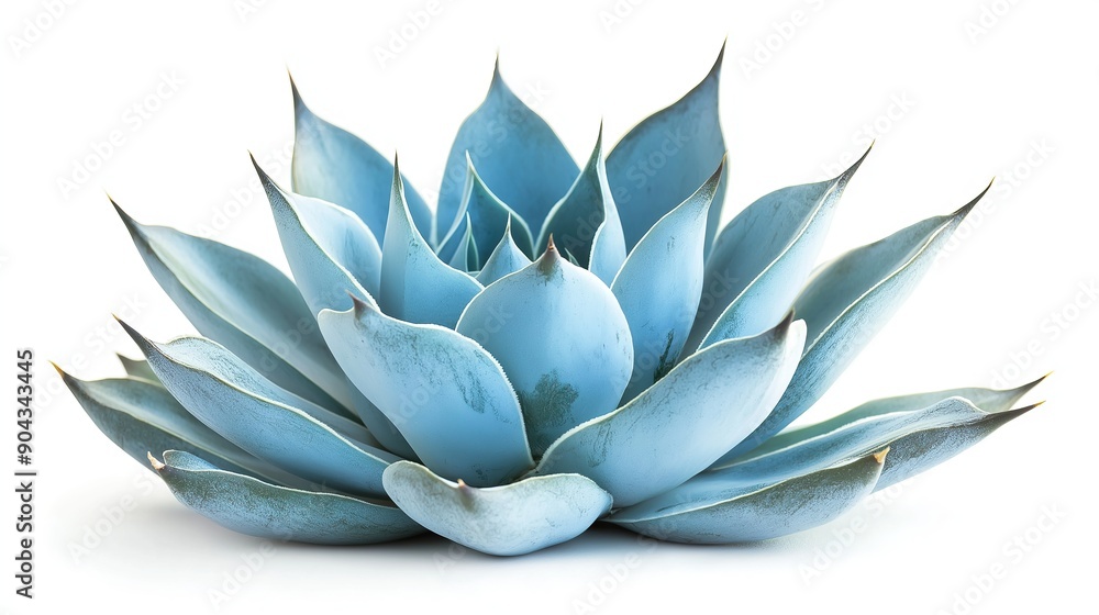 one single blue agave plant on white background one single blue agave plant on white background