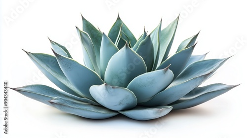 one single blue agave plant on white background