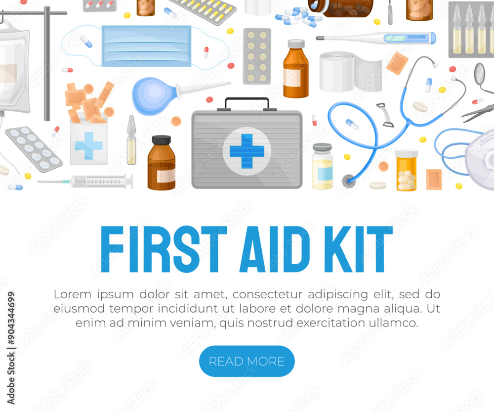 Medical Web Banner Design with Hospital Object Vector Template Medical Web Banner Design with Hospital Object Vector Template