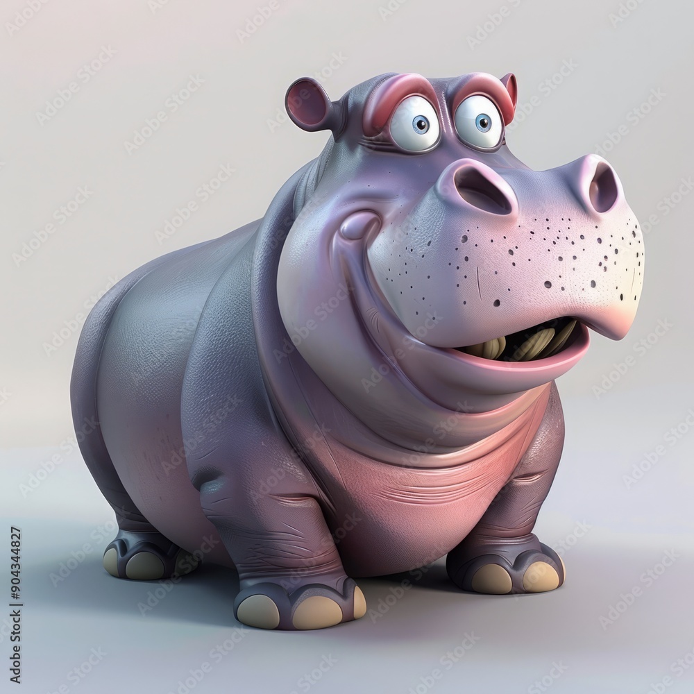 3d cartoon hippopotamus. 3d cartoon hippopotamus.