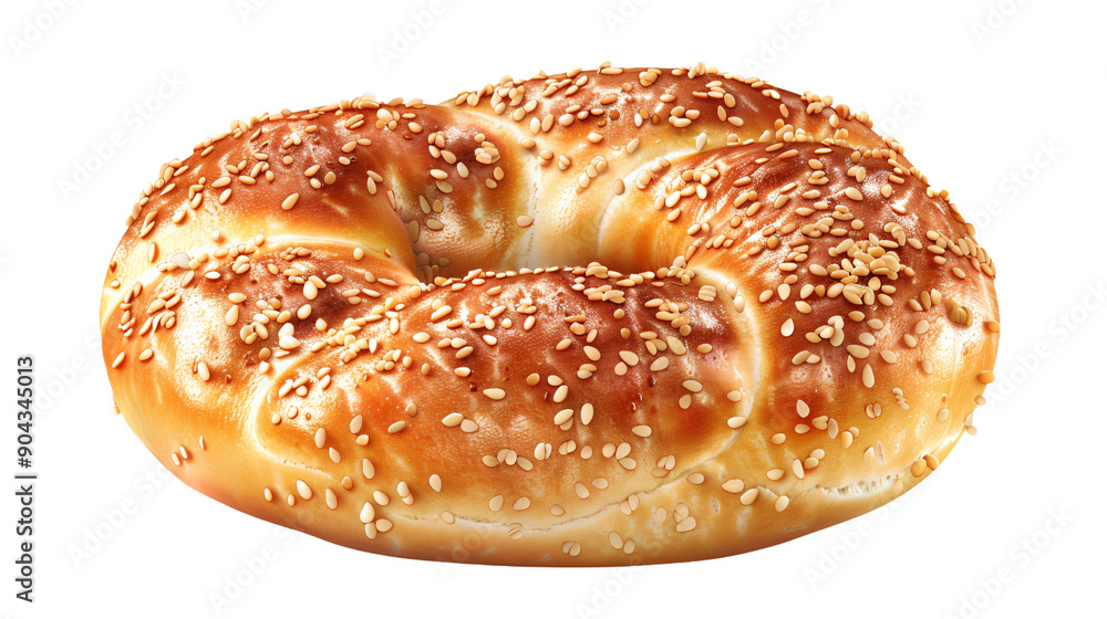 Freshly baked sesame seed bagel in close-up with a transparent background, perfect for design use Freshly baked sesame seed bagel in close-up with a transparent background, perfect for design use
