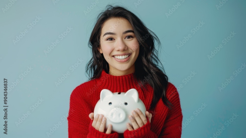 The woman with piggy bank