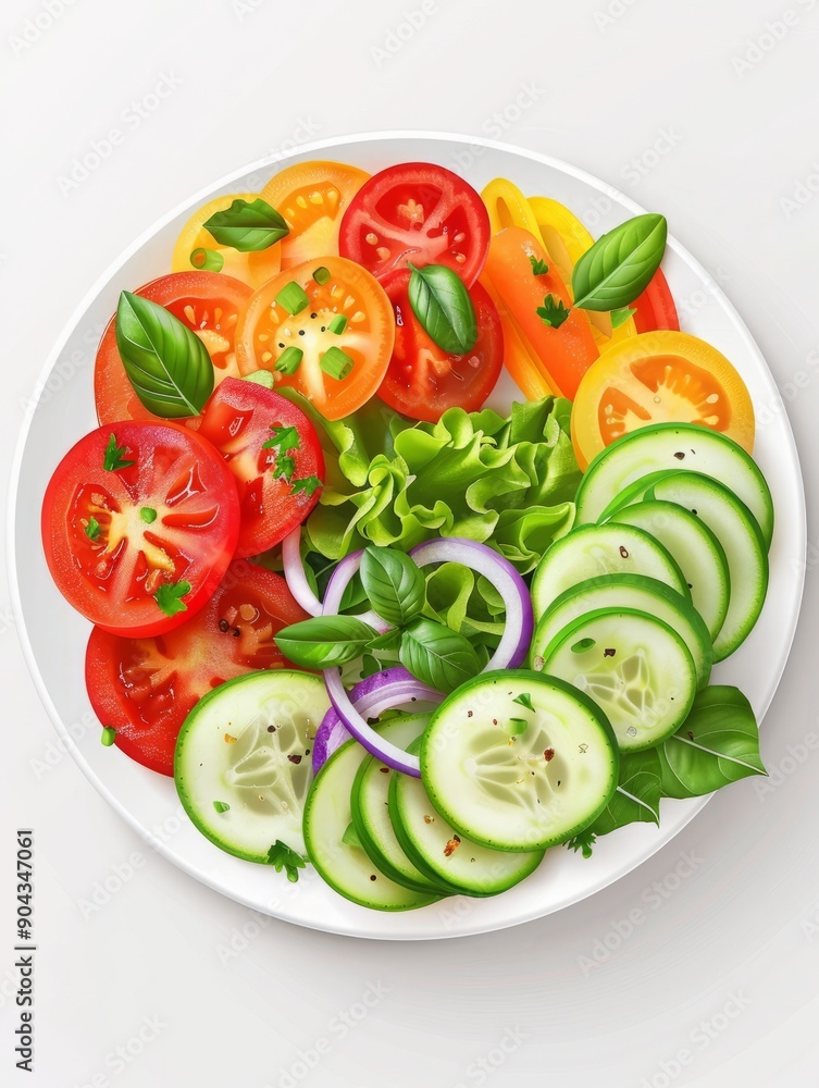 3d cartoon vegetable salad in a plate. 3d cartoon vegetable salad in a plate.