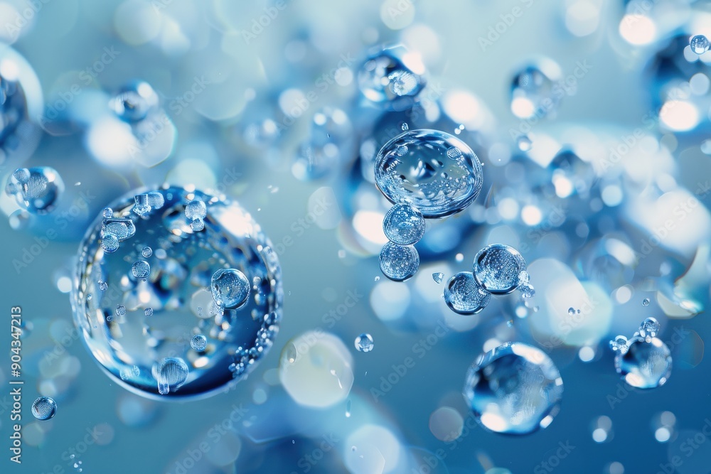 A blue background with many small blue water droplets A blue background with many small blue water droplets