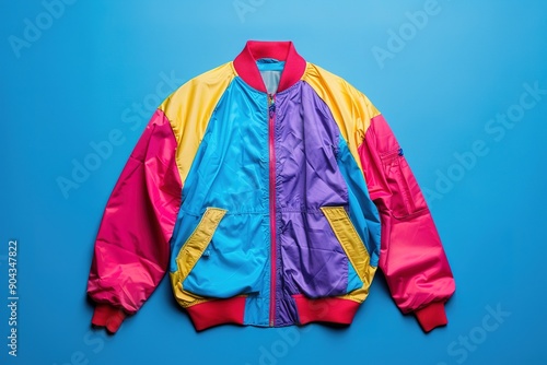 Colorful retro jacket on blue background