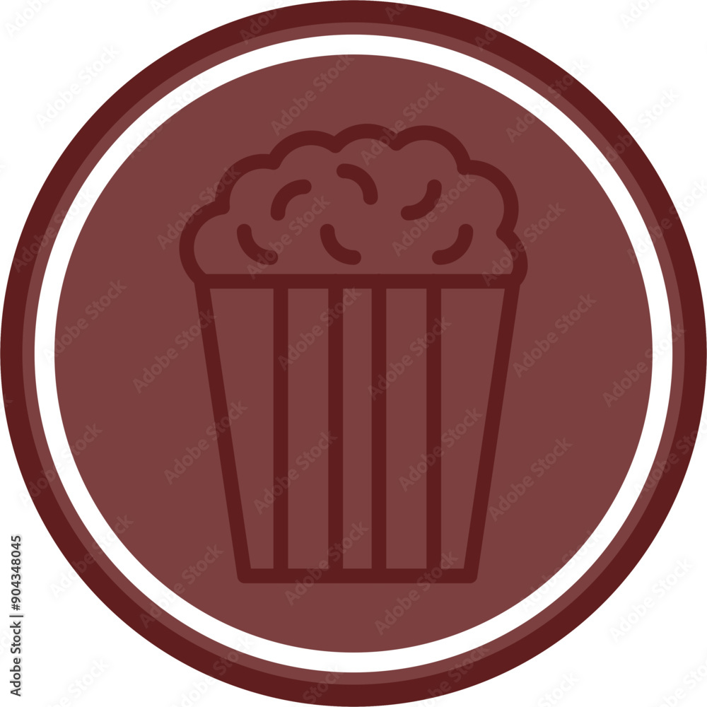 Popcorn Vector Line Double Circle Maroon
