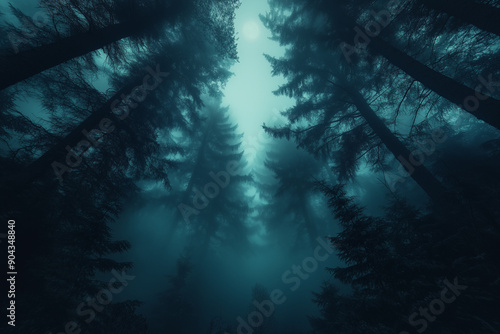 A dark and spooky forest with fog and eerie elements, capturing the mystery and spookiness of Halloween.