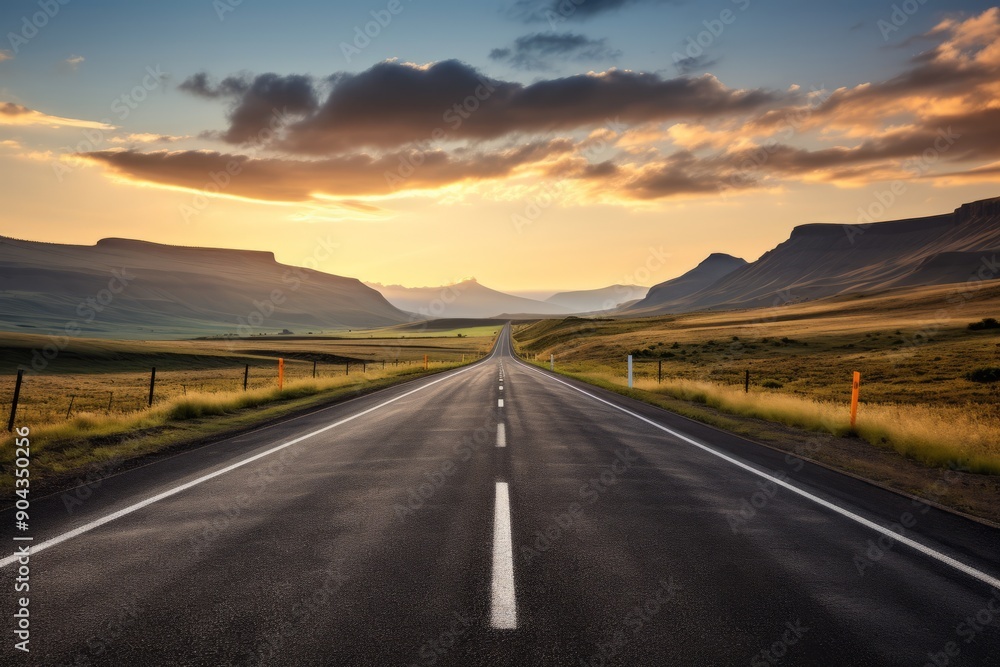 asphalt road among the landscape stretching into the distance asphalt road among the landscape stretching into the distance