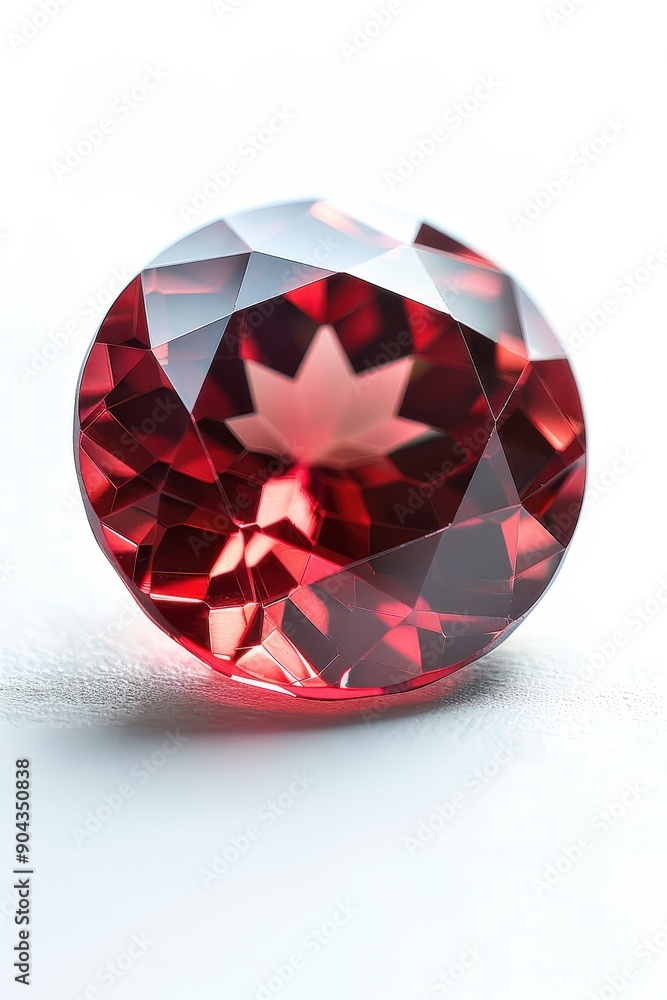 A red diamond is sitting on a white background. The diamond is large and has a shiny, polished surface. Concept of luxury and elegance, as diamonds are often associated with high-end jewelry A red diamond is sitting on a white background. The diamond is large and has a shiny, polished surface. Concept of luxury and elegance, as diamonds are often associated with high-end jewelry