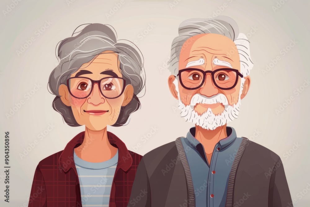 Happy grandparents in cartoon style Happy grandparents in cartoon style