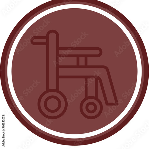 Automatic Wheelchair Vector Line Double Circle Maroon