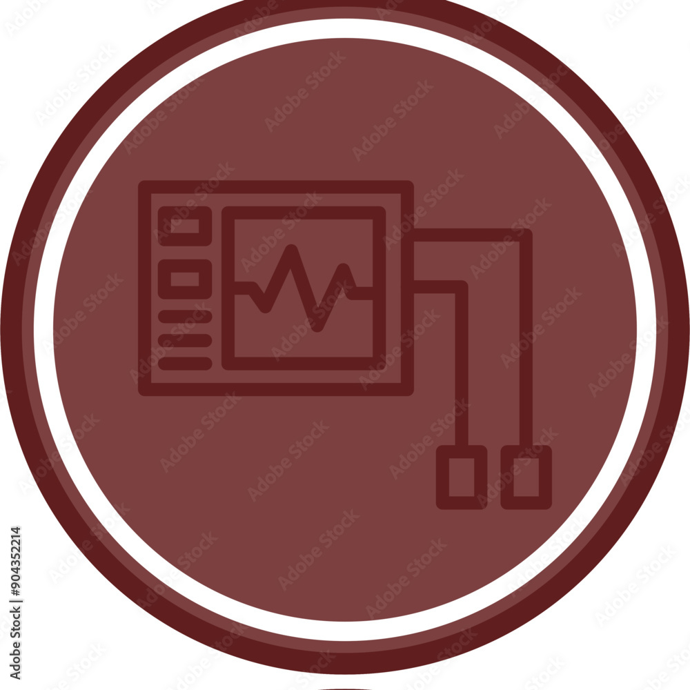 Defibrillator Vector Line Double Circle Maroon Defibrillator Vector Line Double Circle Maroon