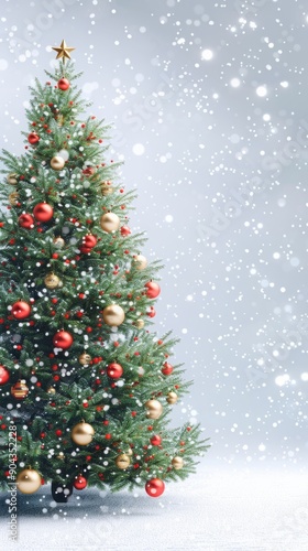 spruce in snow with space for text.
