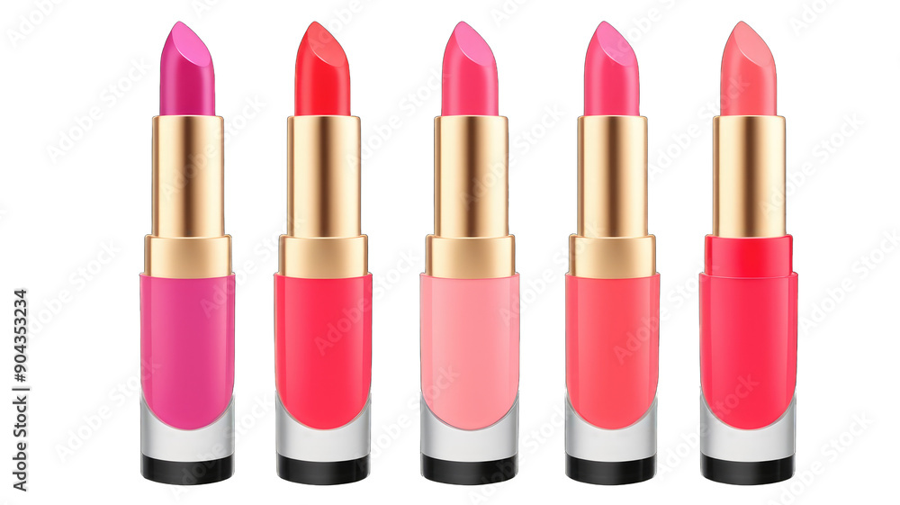 Premium bright lipsticks set in different shades, isolated on transparent background Premium bright lipsticks set in different shades, isolated on transparent background