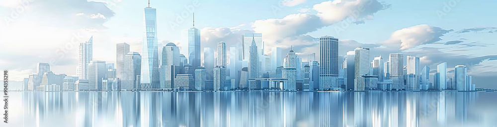 Office buildings with skyscrapers on a bright background. Office buildings with skyscrapers on a bright background.