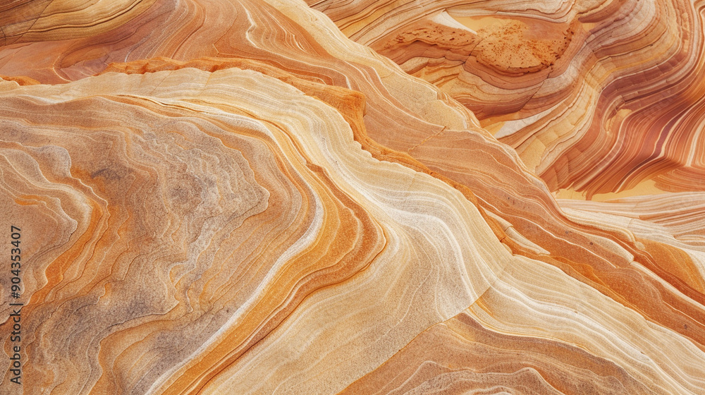 Close-up of a desert landscape with abstract, wavy sand dune patterns Close-up of a desert landscape with abstract, wavy sand dune patterns