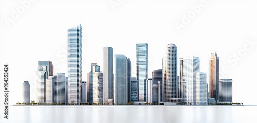 Office buildings with skyscrapers on a bright background.