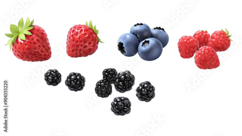 Vibrant raspberries and blueberries isolated, perfect for healthy summer desserts